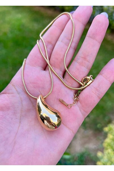 Defne Silver بوتيجا قطرة الصلب قلادة