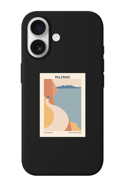 shoptocase iPhone 16 Uyumlu Palermo Desenli İçi Süet Silikon Telefon Kılıfı