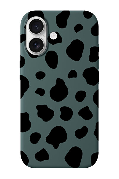 shoptocase iPhone 16 Uyumlu Dalmaçya Desenli İçi Süet Silikon Telefon Kılıfı