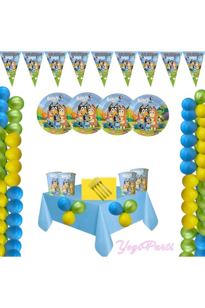 Yogi parti Bluey 16 kişilik Doğum günü parti malzemeleri Seti Eko Set Tabak B...