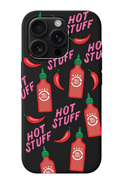 shoptocase iPhone 16 PRO MAX Uyumlu Hot Stuff Desenli İçi Süet Silikon Telefo...