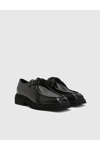 İLVİ Genuine Floater Leather Black Women's Oxford Shoes - Minu