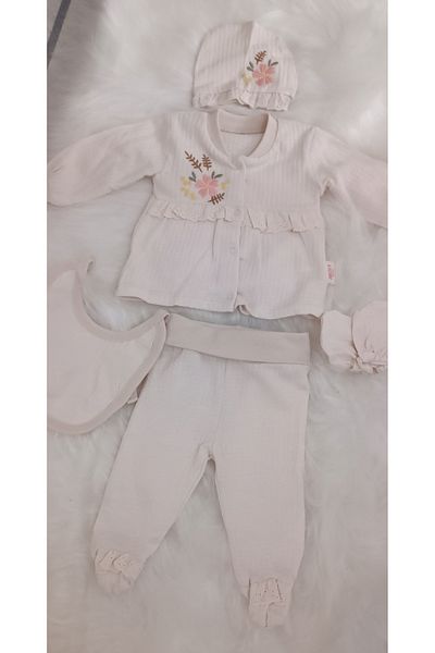 Necix's Floral Embroidered Baby Girl Hospital Discharge Set