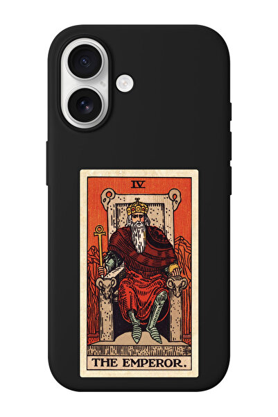 shoptocase iPhone 16 Uyumlu Kral Tarot Kartı Desenli İçi Süet Silikon Telefon...