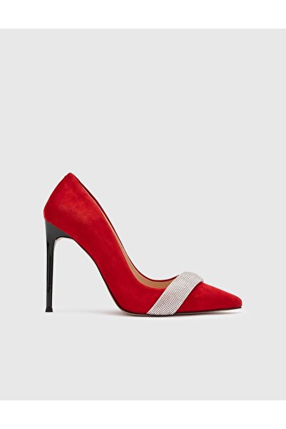 İLVİ Ulla Hakiki Süet Deri Kadın Kırmızı Stiletto