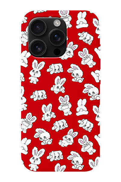 shoptocase iPhone 16 PRO MAX Uyumlu Tavşan Desenli İçi Süet Silikon Telefon K...