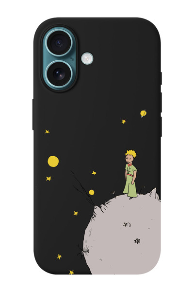shoptocase iPhone 16 PLUS Uyumlu Küçük Prens Moon Desenli İçi Süet Silikon Te...
