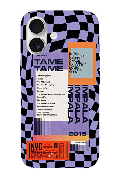 shoptocase iPhone 16 Uyumlu Tame Impala Desenli İçi Süet Silikon Telefon Kılıfı