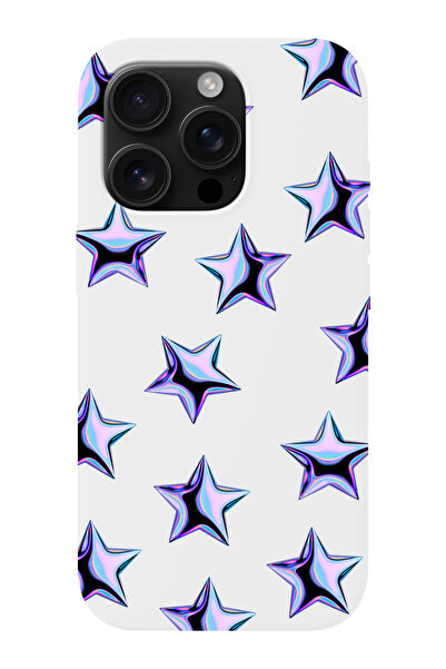 shoptocase iPhone 16 PRO MAX Uyumlu Mor Yıldızlar Desenli İçi Süet Silikon Te...