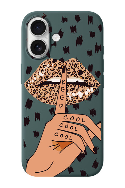 shoptocase iPhone 16 Uyumlu Keep Cool Desenli İçi Süet Silikon Telefon Kılıfı
