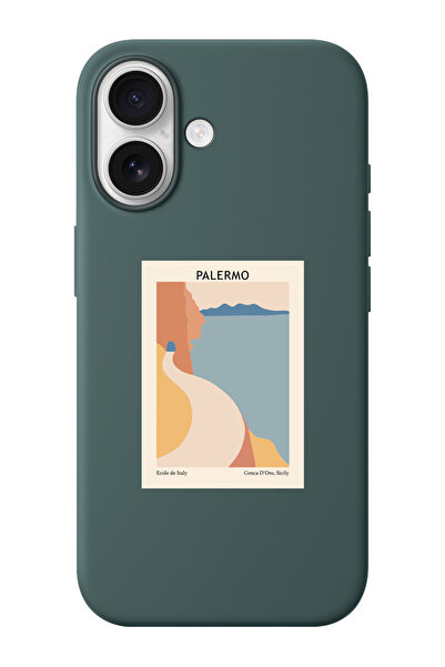 shoptocase iPhone 16 Uyumlu Palermo Desenli İçi Süet Silikon Telefon Kılıfı