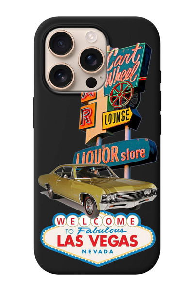 shoptocase iPhone 16 PRO Uyumlu Las Vegas Desenli İçi Süet Silikon Telefon Kı...
