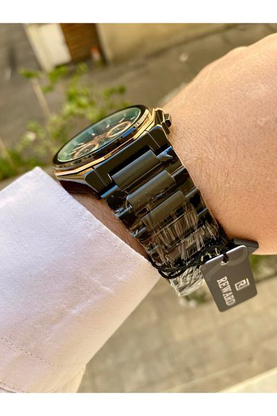 Reward Vip Black Color Steel Waterproof Men's Wrist Watch +Bracelet Gift