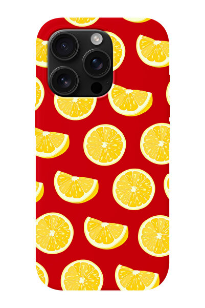 shoptocase iPhone 16 PRO MAX Uyumlu Limonlar Desenli İçi Süet Silikon Telefon...