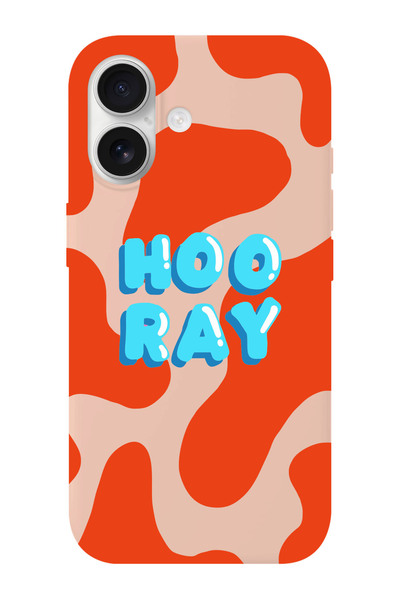 shoptocase iPhone 16 Uyumlu Hooray Desenli İçi Süet Silikon Telefon Kılıfı