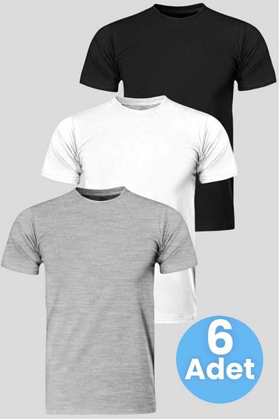 Uniquetrenders Men's Crew Neck Cotton Undershirt Set of 6