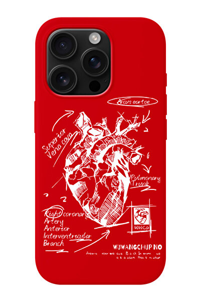 shoptocase iPhone 16 PRO MAX Uyumlu Kalp Çizimi Desenli İçi Süet Silikon Tele...