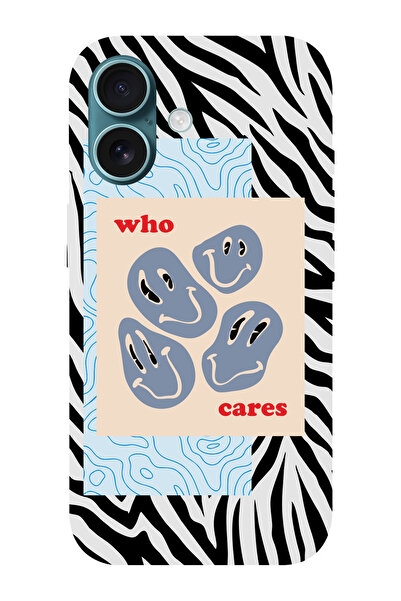 shoptocase iPhone 16 PLUS Uyumlu Who Cares Desenli İçi Süet Silikon Telefon K...