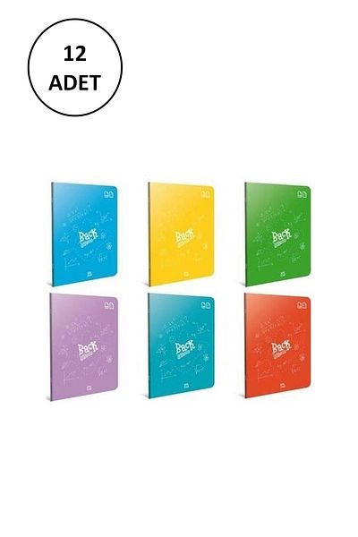 Gıpta Back Wire Stitching Plastic Cover Notebook A5 40 Yp Checkered 4990 12 Pack
