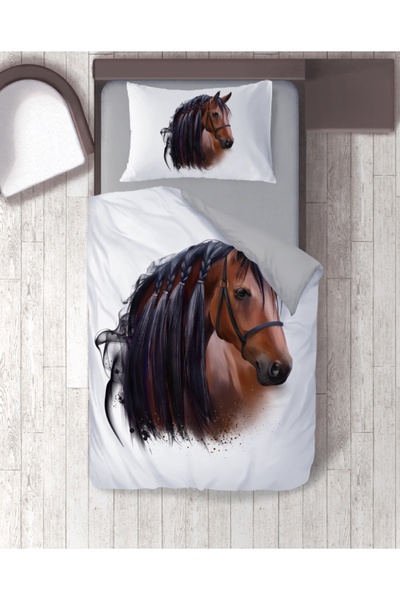 hediyechy Gift Duvet Cover Horse Horse 3D Printed Single Duvet Cover Set