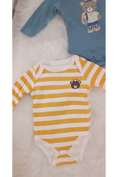 Necix's Colorful Teddy Baby Boy 3-Piece Snap Badi