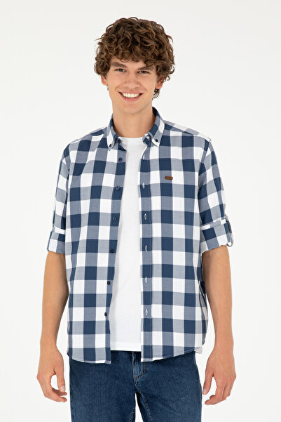 U.S. Polo Assn. قميص رجالي باللون الأزرق الداكن بأكمام طويلة 50288856 -VR033