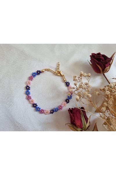 Es Kozmetik Bead Detailed Flower Patterned Bracelet