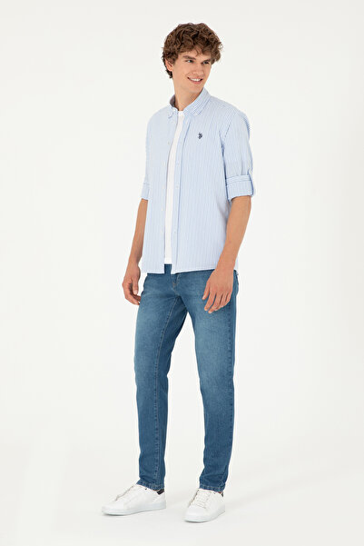 U.S. Polo Assn. Erkek Mavi Çizgili Gömlek 50288675-VR036