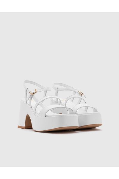 İLVİ Judit Genuine Leather Women's White Heeled Sandals