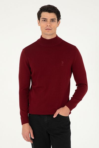 U.S. Polo Assn. Мъжки тънък пуловер в бордо 50288887 -Vr014