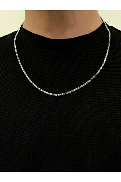 Siset Gümüş 925 Ayar 2mm Kare Kesim Kral Model Erkek Gümüş Kolye