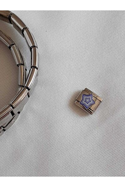 bijoux uniques Çelik Mavi Yıldızlı İtalyan Charm