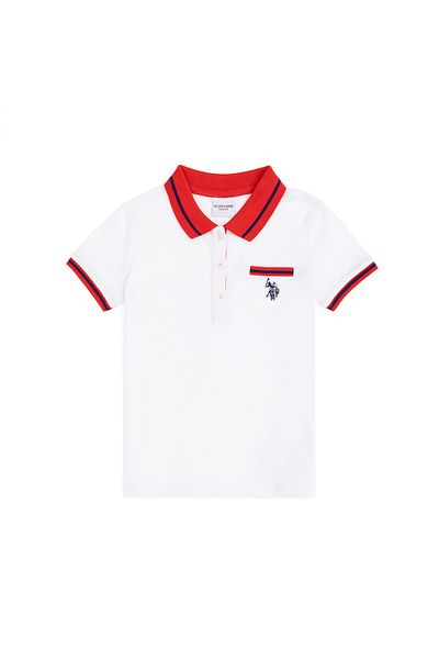 U.S. Polo Assn. Κοριτσίστικο λευκό μπλουζάκι πόλο με λαιμόκοψη 50288680 -vr013