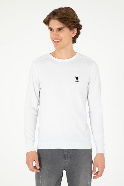 U.S. Polo Assn. Men's Slim Fit Crew Neck White Basic Sweatshirt 50288888 -Vr013