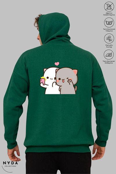 Nyda Collections Μακρυμάνικο φούτερ με κουκούλα Selfie με στάμπα Unisex - Βαμβακερό Oversize