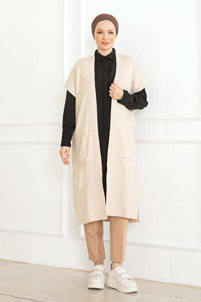 MAY MARA ЖІНОЧИЙ ОВЕРСАЙЗ З КИШЕНЯМИ І РОЗРІЗАМИ З БОКІВ ТРИКОТАЖНИЙ ЖИЛЕТ