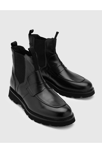 İLVİ Sofiko Genuine Leather Men's Black Boots