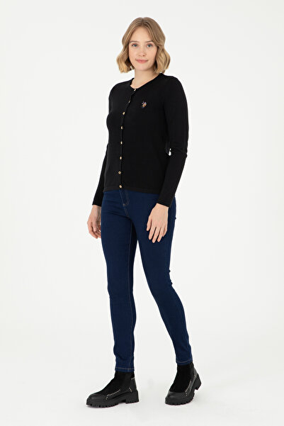 U.S. Polo Assn. Women's Black Basic Knitwear Cardigan 50288991 -Vr046