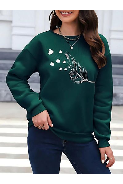 BEETON Χοντρό χειμωνιάτικο φούτερ - Flying Printed Oversize Crew Neck