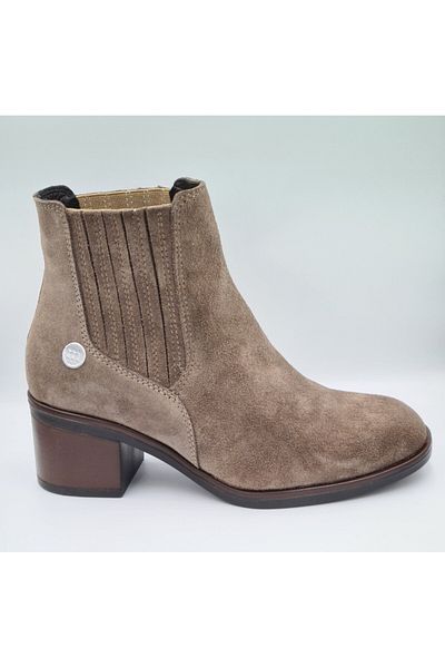 Mammamia D24KB-1000 Mink Suede Γνήσιο δέρμα - Γυναικείες κλασικές μπότες με χοντρό τακούνι και πλαϊνές ελαστικές