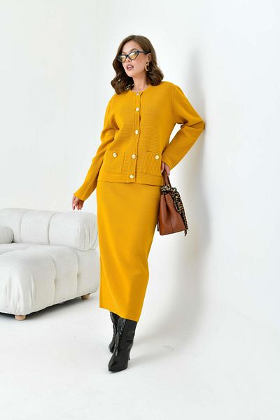 FTZ WOMEN Women's Pocket Detailed Double Suit Mustard 20702