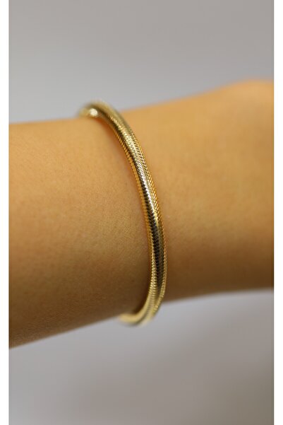 Yenigün Kuyumculuk 14 Ayar Altın Unisex Balık Sırtı Kilitsiz Bileklik