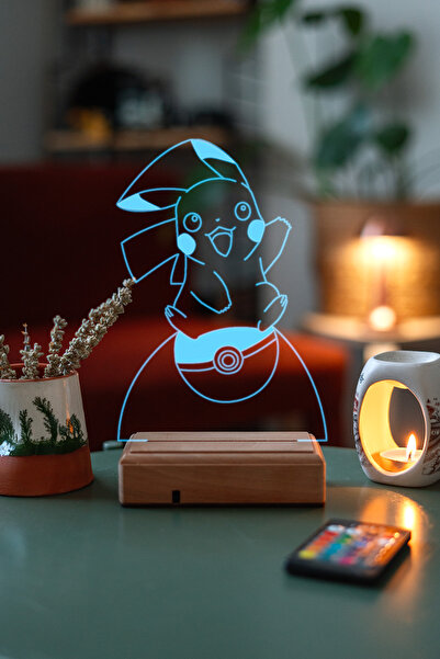 Modiwa Design Pokemon Pikachu 16 Renkli Kumandalı Anime Gece Lambası