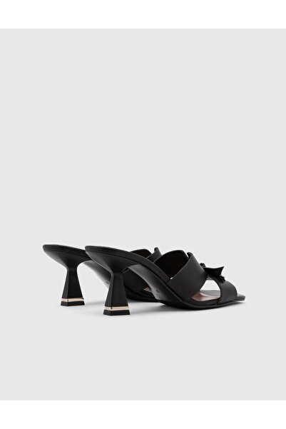 İLVİ Meliva Genuine Leather Women's Black Heeled Slippers