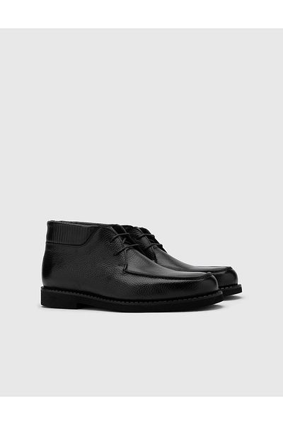 İLVİ Nissa Genuine Floater Leather Men's Black Boots