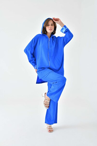 FTZ WOMEN بدلة نسائية بسحاب ساكس أزرق 30704