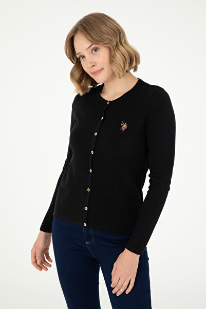 U.S. Polo Assn. Women's Black Basic Knitwear Cardigan 50288991 -Vr046