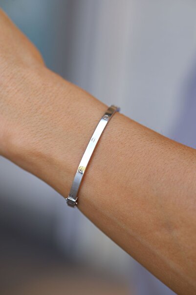 Yenigün Kuyumculuk 14 Ayar Altın Beyaz Çivi Kelepçe