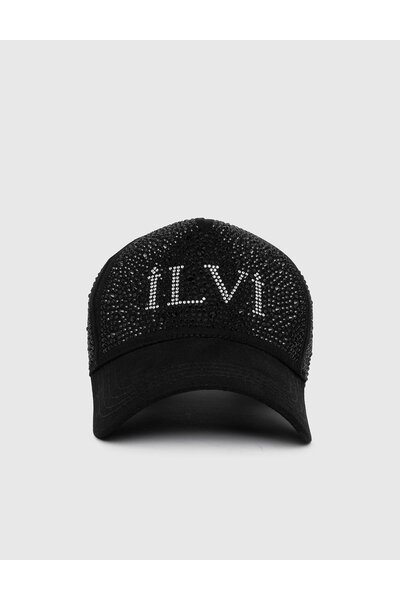 İLVİ Redd Women's Hat - Black Gabardine and Stone Detailed