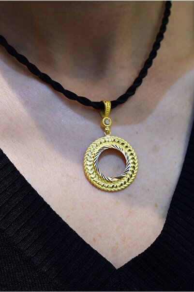 Yenigün Kuyumculuk 14 Ayar Altın Çeyrek Altın Çerçevesi Ipek Ipli Kolye